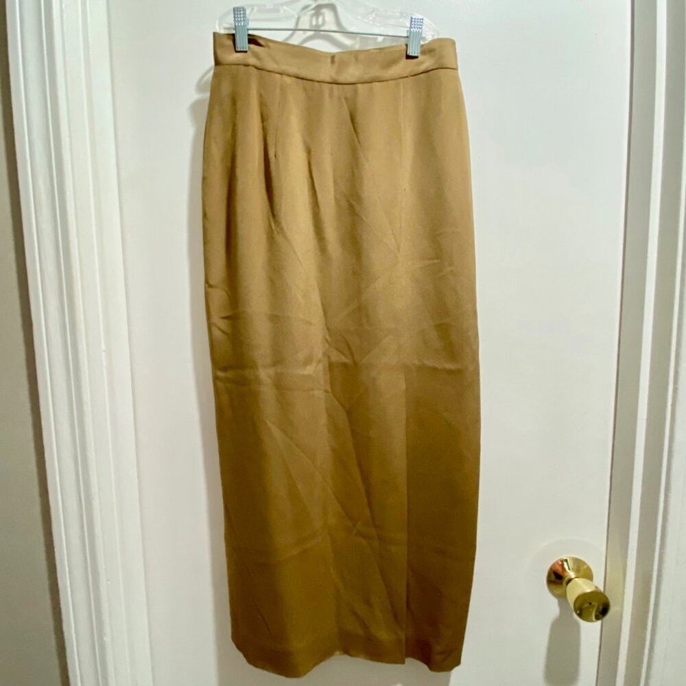 Vintage Silk Office Quite Luxury Minimalist Old Money Maxi Column Pencil Skirt…